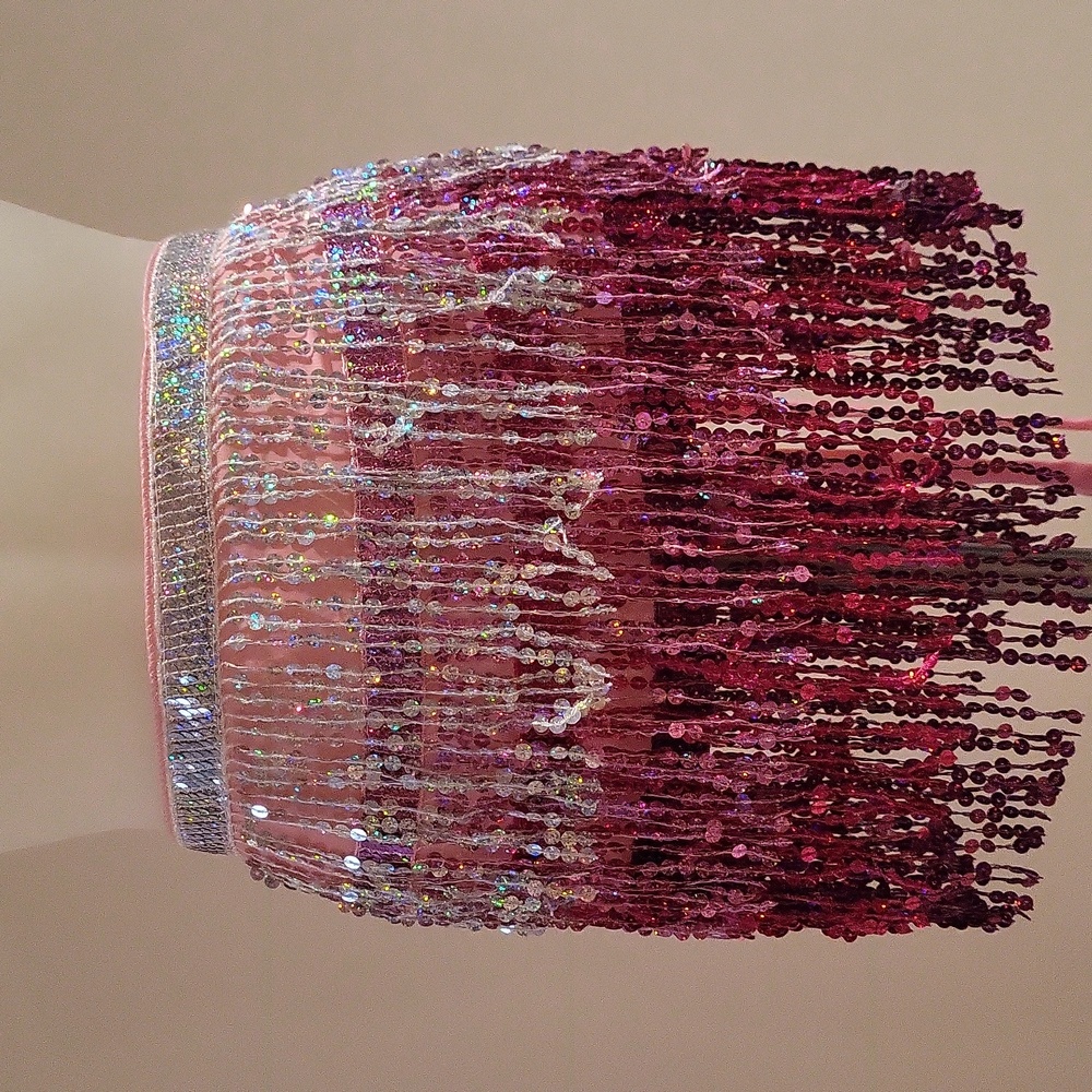 Sequin Multi Color Wrap Skirt, Silver, Pink